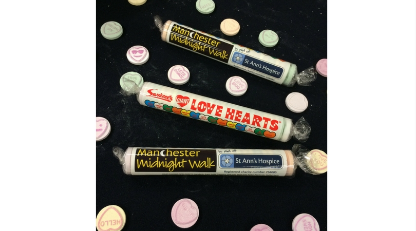 Swizzels Manchester Midnight Walk themed lovehearts